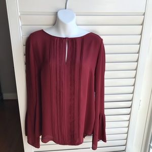NWT WHBM Red Silky Long Sleeve Shirt Sz 8